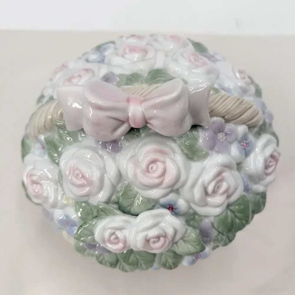 Precious Moments 170011 Flower Basket Cookie Jar 1995 The Kitchen Is The Heart